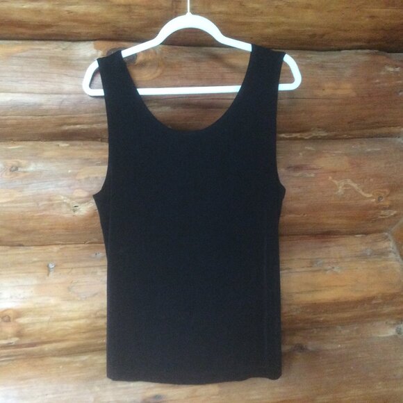 Chico's Travelers Black V-Neck Twist Front Liquid Fabric Tank Top Size 3 (XL) - Picture 2 of 4